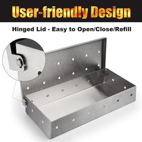 GRILLART flip-top lid enables easy, mess-free chip refills