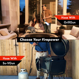 GRILLBLAZER extended hose length reduces crowding around the tank for safer use.