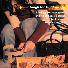 GRILLBLAZER heavy-duty brass fittings ensure leak-free performance and durability.