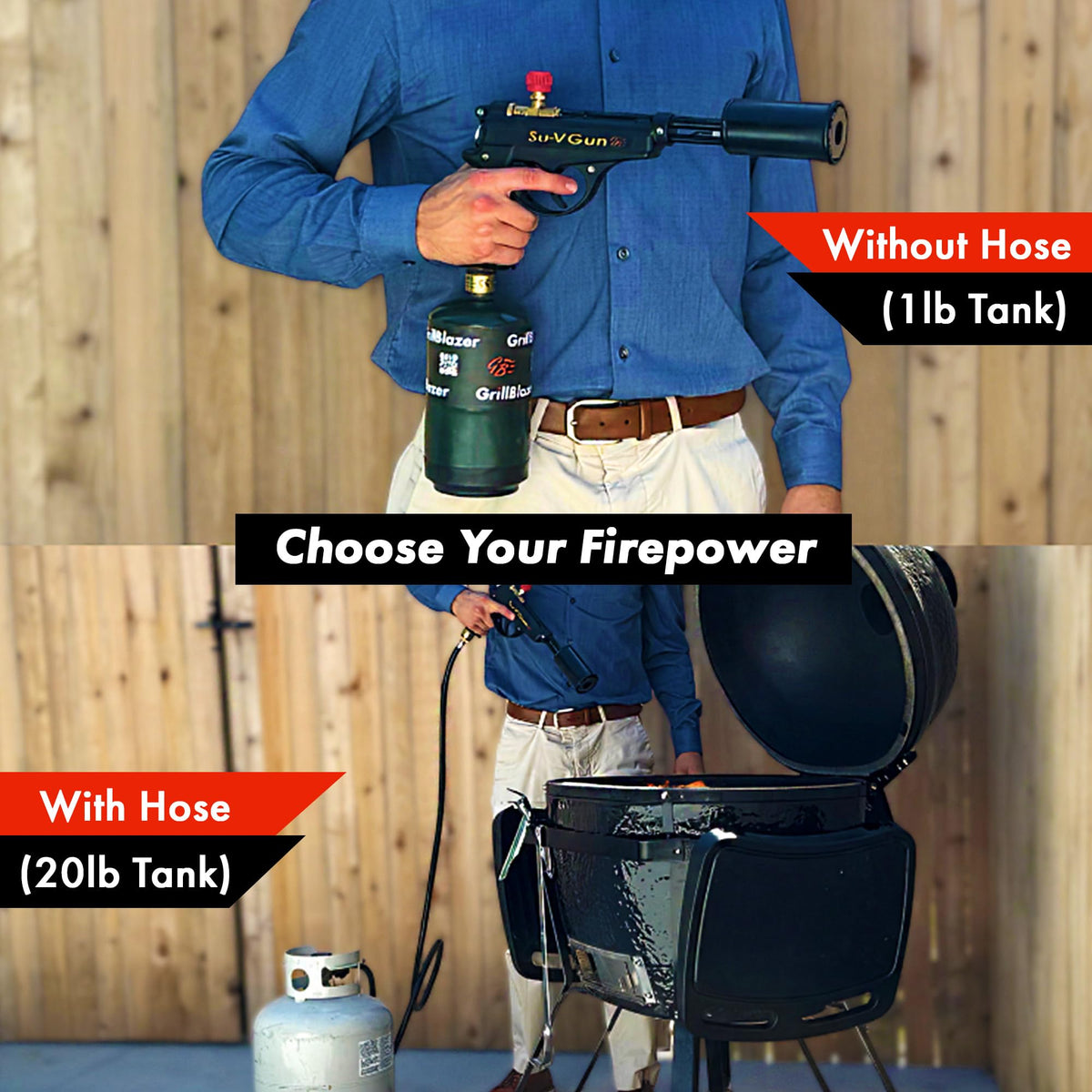 GRILLBLAZER Su-VGun stand-portable-design compact torch ideal for kitchen and camping.