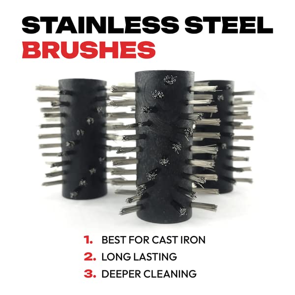 Grillbot brushes detach easily for quick removal and dishwasher-safe cleanup