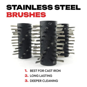 Grillbot brushes detach easily for quick removal and dishwasher-safe cleanup