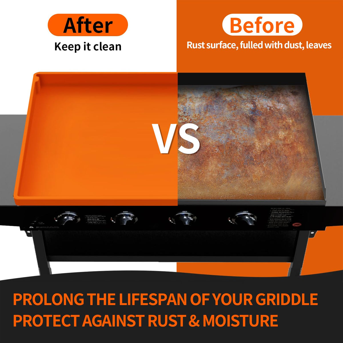GrillChef easy-clean waterproof mat cleans with damp cloth or water