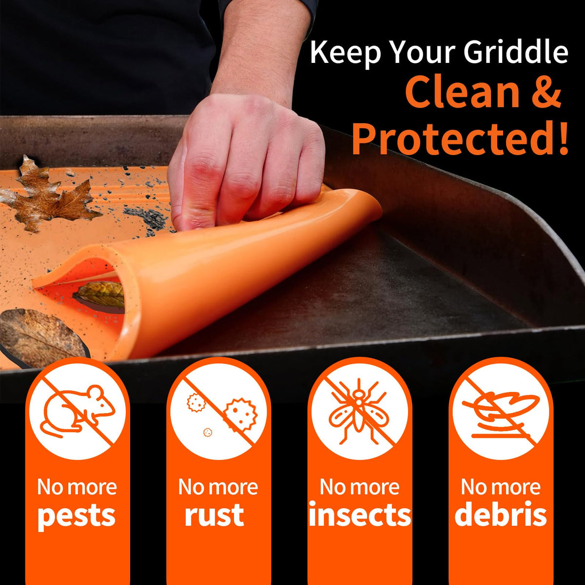 GrillChef silicone cover roll-up storage enables compact keeping when not in use