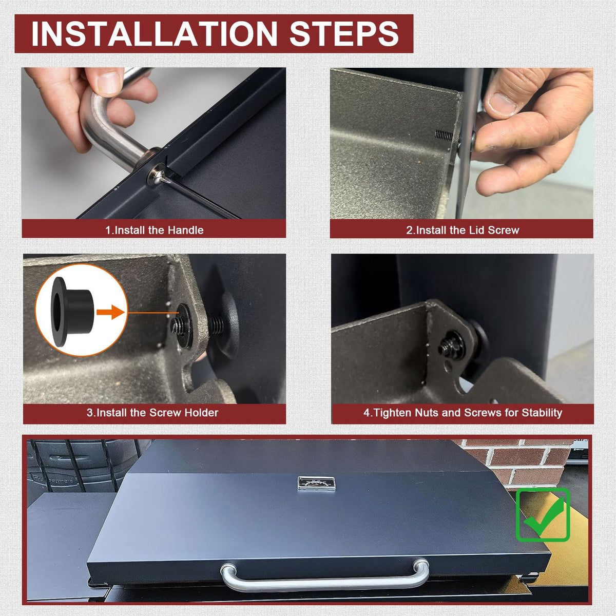 Heavy-duty weatherproof steel this lid protects Blackstone outdoor griddle