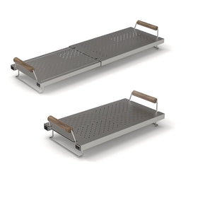 GRILLFANCY stainless steel warming rack with ventilated design for even warming on Blackstone griddles.