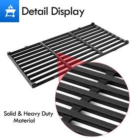 Heavy-duty crossbars provide robust support during high-heat grilling sessions.
