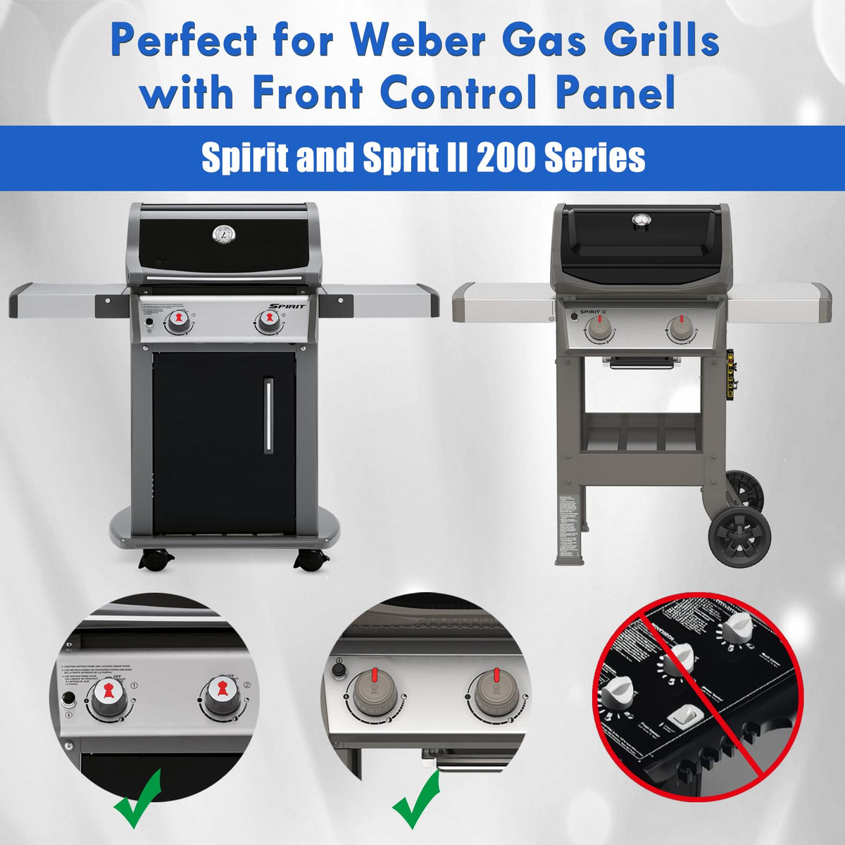 Weber Spirit 200 series compatibility highlighted in the replacement grill grate image.