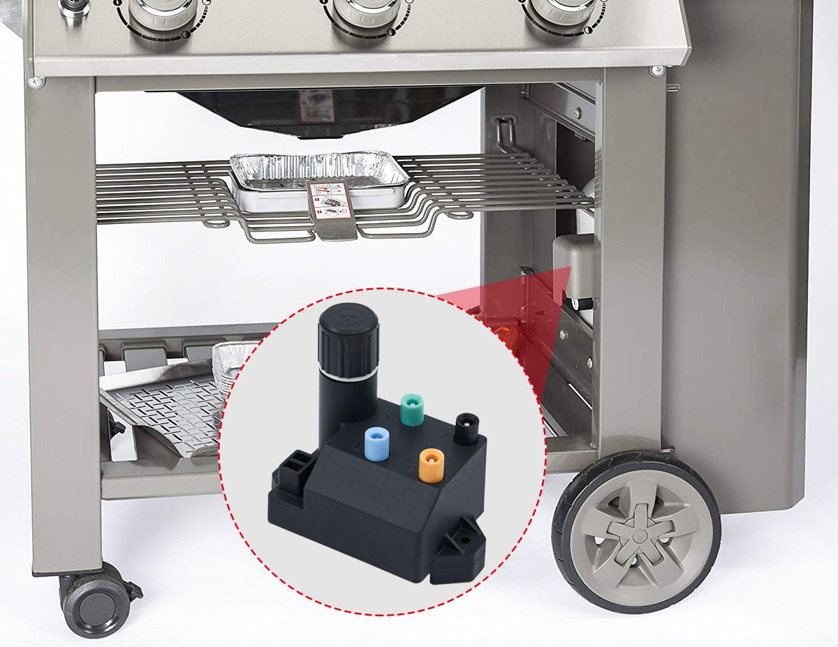 Grillflame Genesis II E-410 igniter module installed on grill