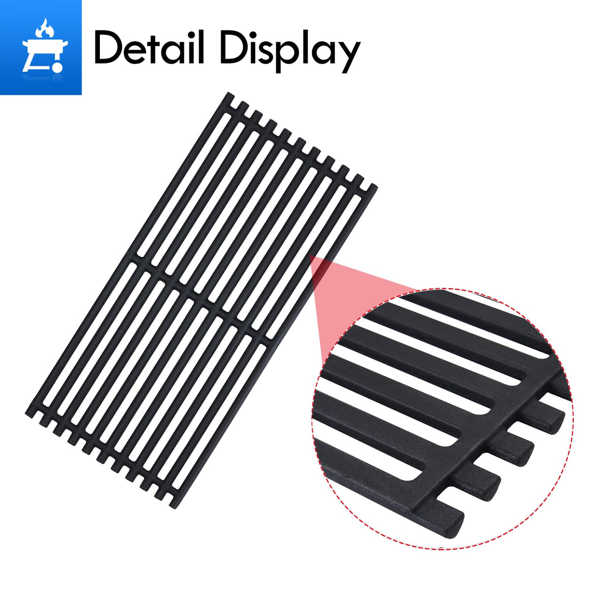 Grillflame 17 x 7.5 in grates cover standard Char-Broil openings.