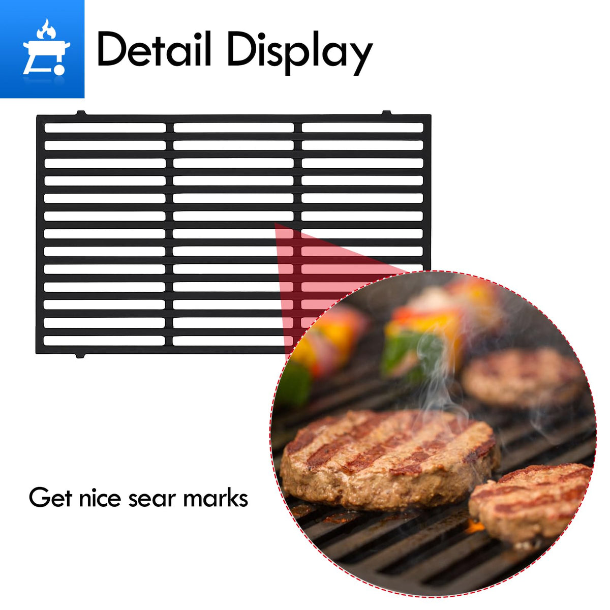Grillflame 66097 cast iron grate for Weber Genesis II series