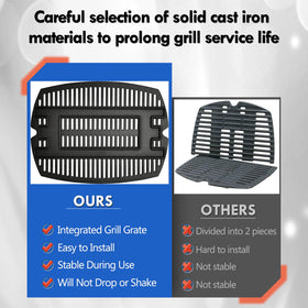 Grillflame Weber q1200 grate cast iron: durable construction and even searing.