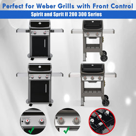 Grillflame Weber Spirit E210 front-control griddle promotes even cooking