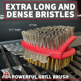 GRILLGEN 117-hole planted technology close-up showing durable bristle anchors and resilience.