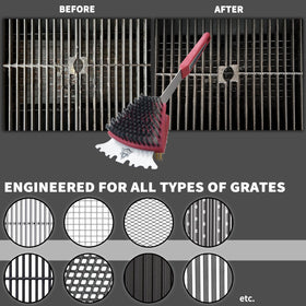 GRILLGEN dense bristle system concentrates cleaning power across the grate surface.
