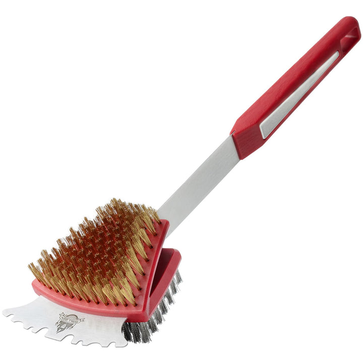 GRILLGEN dual-sided brush-scraper for gentle porcelain cleaning and deep residue removal.