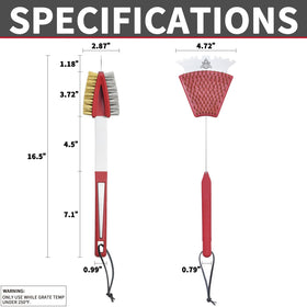 GRILLGEN safe for porcelain, cast iron, and steel grates with non-shedding bristles.