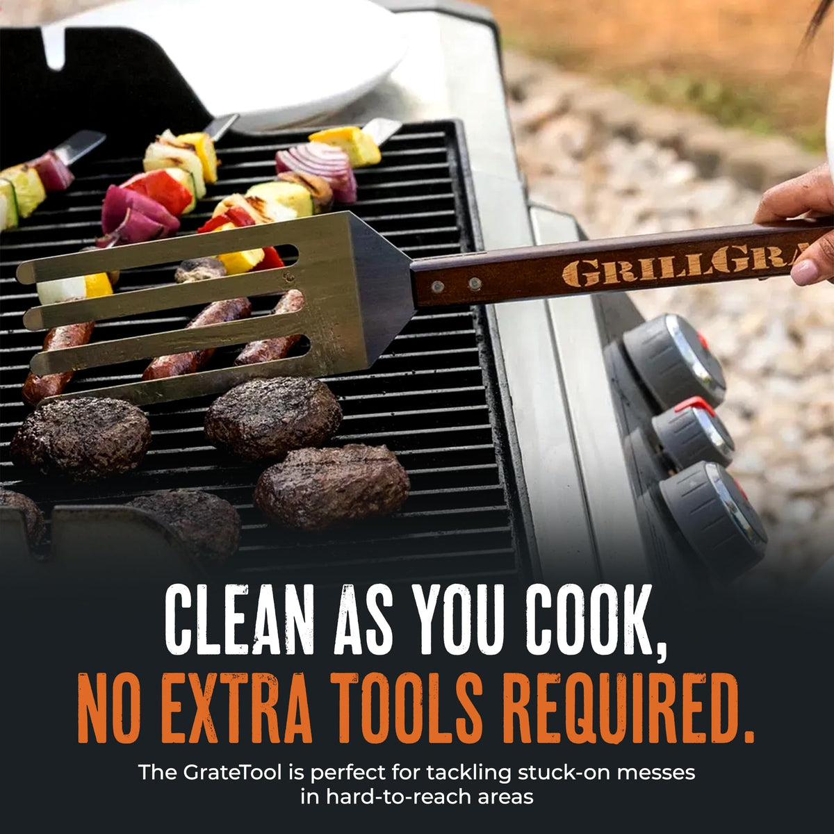 GrillGrate fork-spatula-hybrid tool blends lifting and scraping