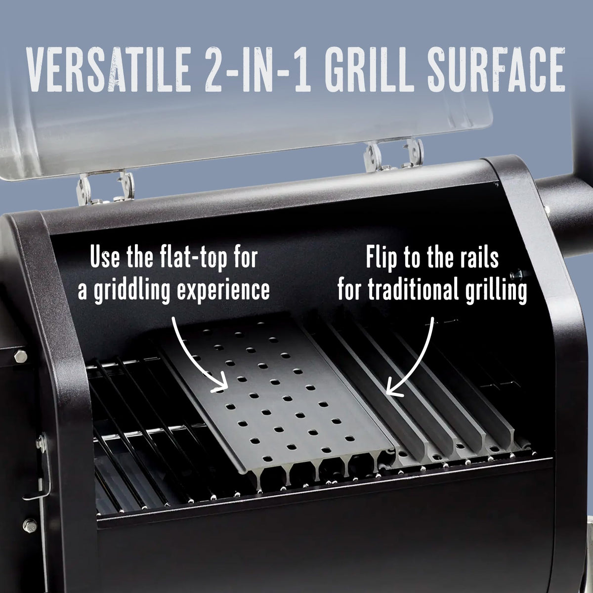 GrillGrate hard anodized aluminum provides rust-free durability.