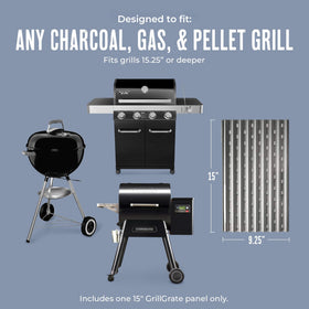 GrillGrate universal-fit demonstrates quick setup on a deep grill.