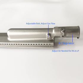 GRILLJOB evenly spaced burner ports for uniform cooking and blue flame