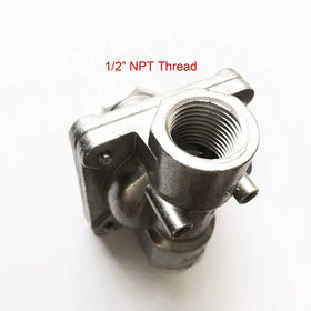 GRILLJOB regulator half-inch pipe thread closeup highlighting easy setup