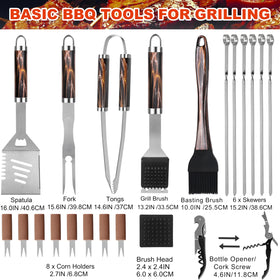 Grilljoy tools with flame-pattern handles offering secure grip during grilling