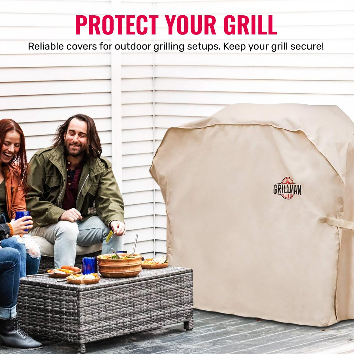 Grillman 58-Inch grill cover – rugged rip-proof outer shell for lasting use.