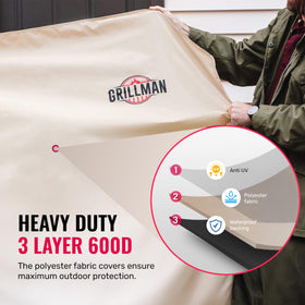 Grillman grill cover uv-protection helps preserve color and material outdoors.