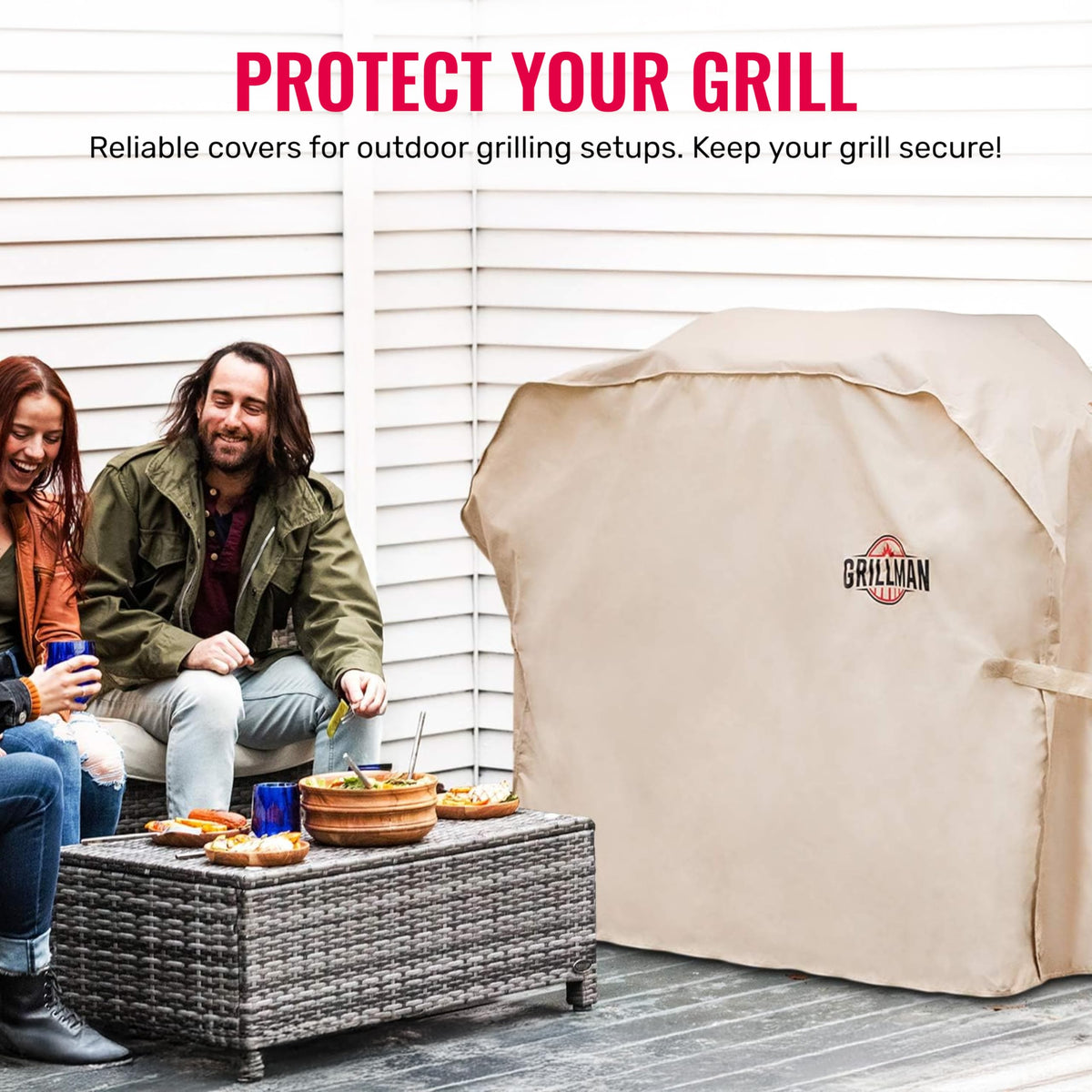 Grillman grill cover weather-shield blocks sun and wind for lasting protection.