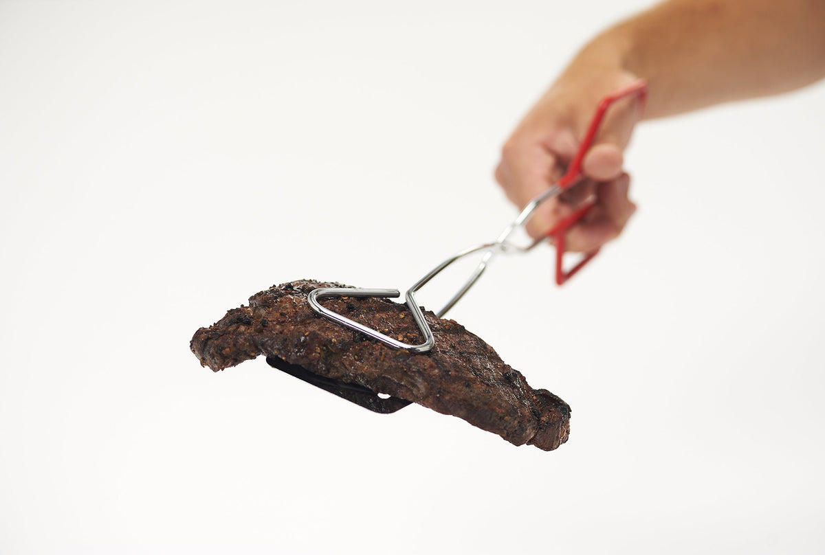 GrillPro 40730 chrome 2-in-1 Turner/Tong with PVC grip close-up handle for comfortable control