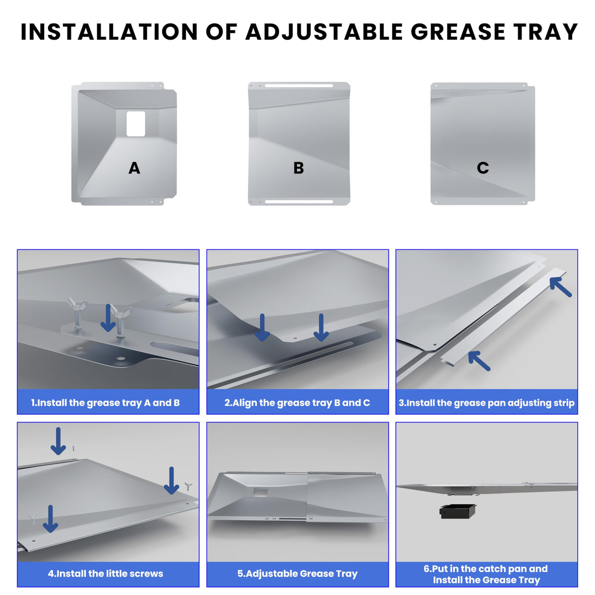 Grilltonic adjustable tray for 3- to 5-burner grills offers flexible setup