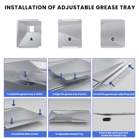 Grilltonic adjustable tray for 3- to 5-burner grills offers flexible setup