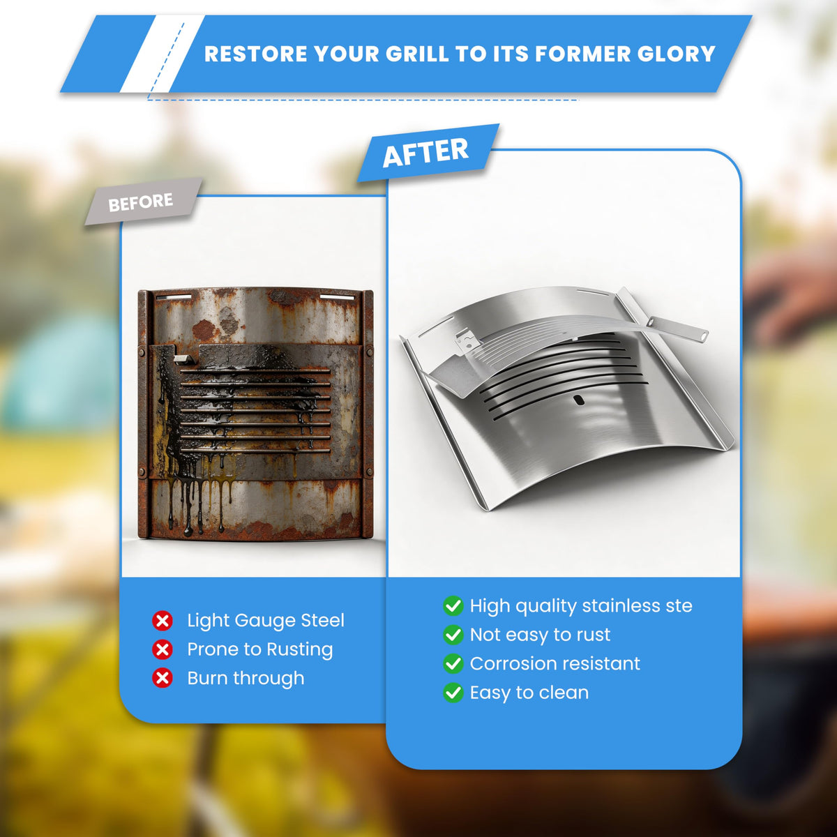 Grilltonic Flame Broiler Kit PB600PS1 diffuser promotes uniform heat.