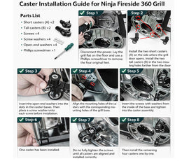 Grilltonic Wheel Kit for Ninja Fireside360 facilitates simple installation.