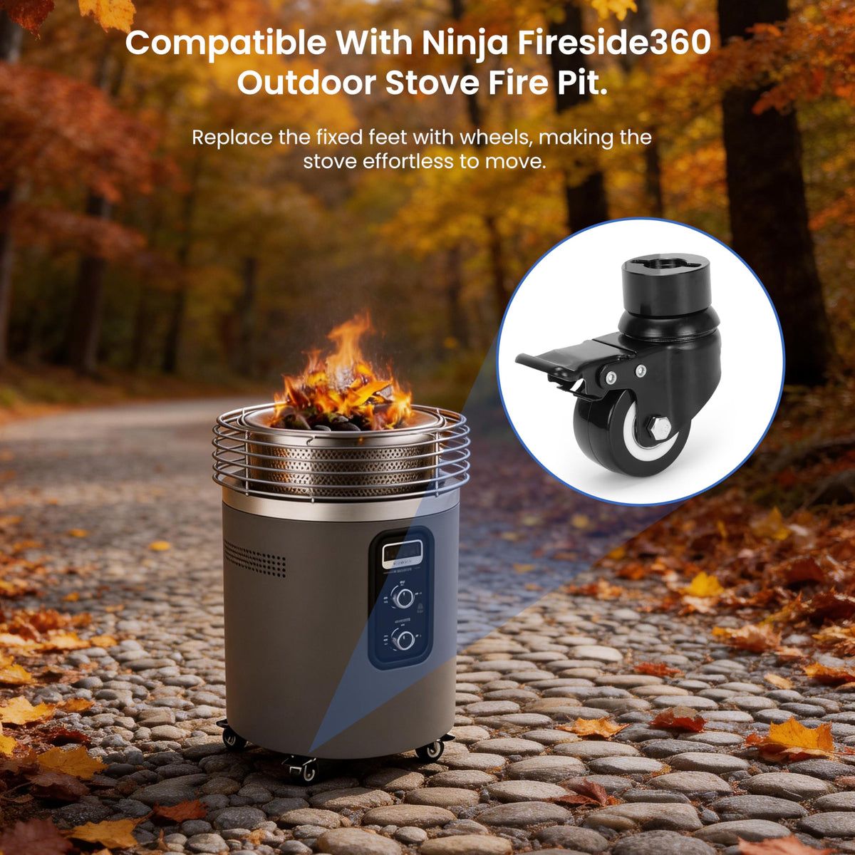 Grilltonic Wheel Kit for Ninja Fireside360 ideal for hard surfaces.