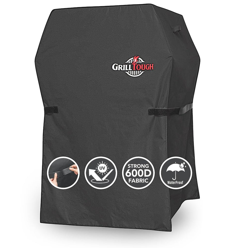 GrillTough heavy-duty grill cover shields a 30-inch grill from rain and sun.