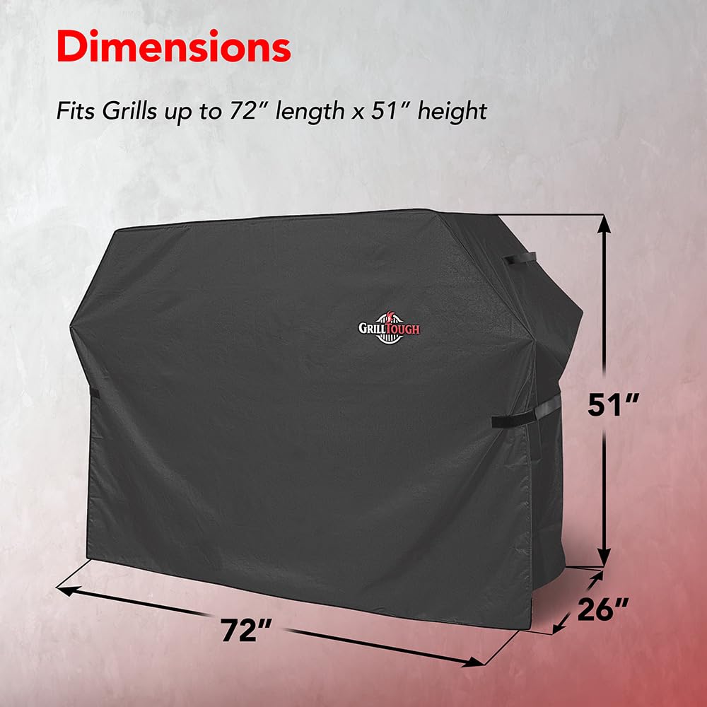 GrillTough waterproof fabric close-up shows durable vinyl coating for all-weather protection.