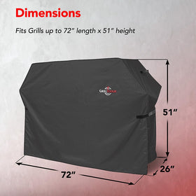 GrillTough waterproof fabric close-up shows durable vinyl coating for all-weather protection.