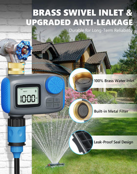Grillum digital irrigation system LCD display showing easy-to-program settings.