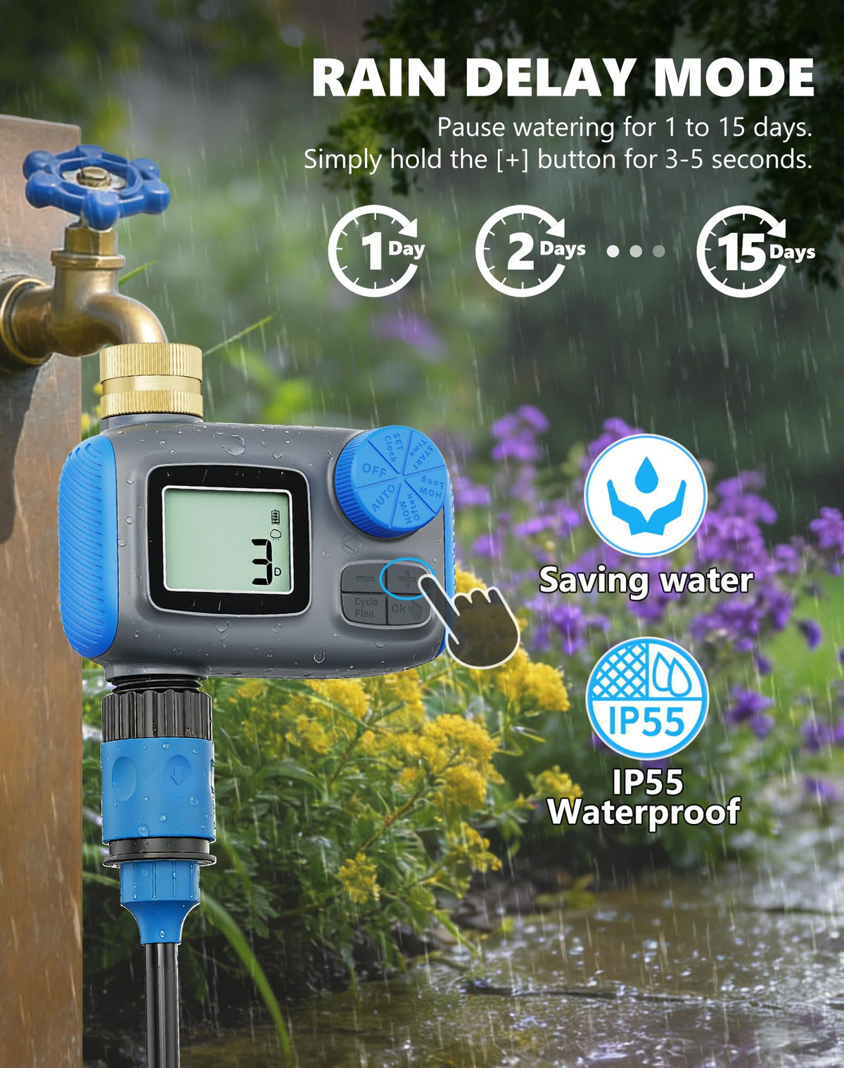 Grillum manual watering mode for on-demand irrigation flexibility.