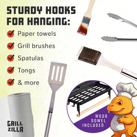 Grillzilla heavy magnets securely hold tools on a fridge or grill.