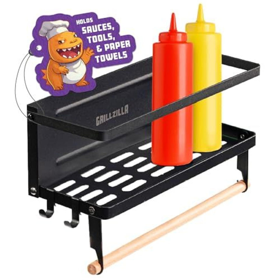 Grillzilla magnetic grill caddy attached to a metal surface for quick tool access.