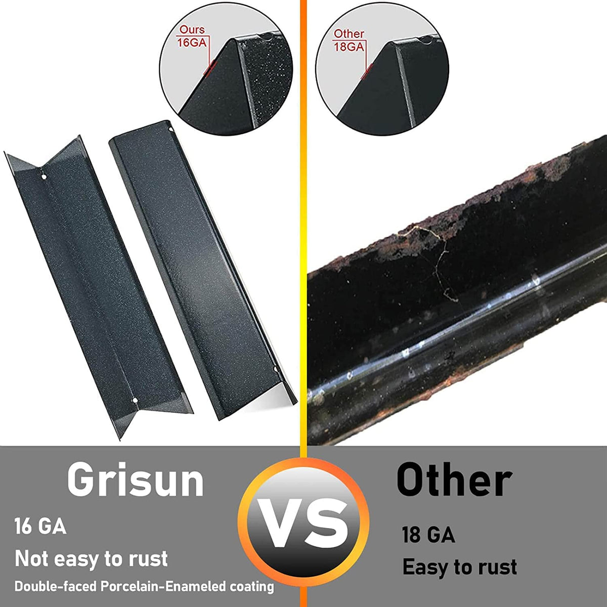 GRISUN 21.5-inch bars replace Weber 7534/7535 with durable enamel.