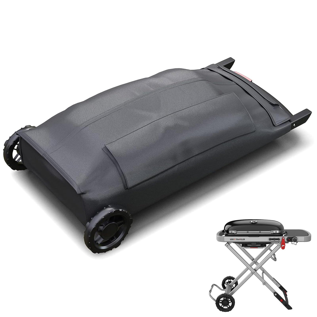 Grisun 7030 grill cover for Weber Traveler offers snug fit protection.