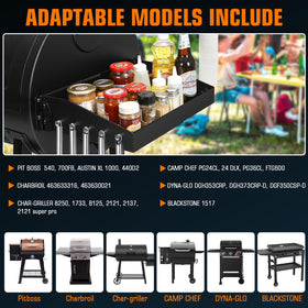 GRISUN adjustable side shelf beside Camp Chef PG24CL creates organized prep space.