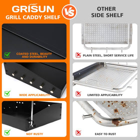 GRISUN shelf for Char-Griller 8250 supports convenient grilling tools.