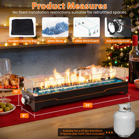 GRISUN glass wind guards and reflective beads enhance flame ambiance