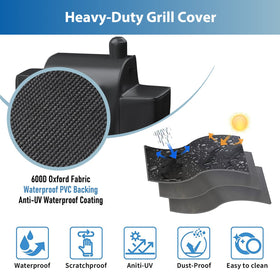 GRISUN grill cover reinforced-hem-stitch durability for long-lasting protection.
