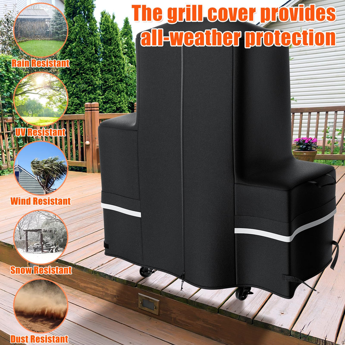 GRISUN PB2180LK grill cover reflective strip improves night visibility
